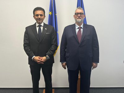 Întâlnire Adrian-Victor Vevera, Director General ICI București și ambasadorul Statului Qatar în România